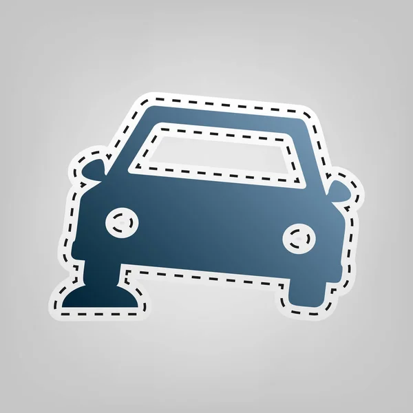 Señal de aparcamiento. Vector. Icono azul con contorno para recortar en fondo gris . — Vector de stock