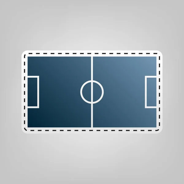 Terrain de football. Vecteur. Icône bleue avec contour pour découper à fond gris . — Image vectorielle