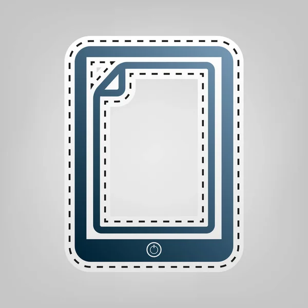 Protective sticker on the screen. Vector. Blue icon with outline for cutting out at gray background. — Stock Vector