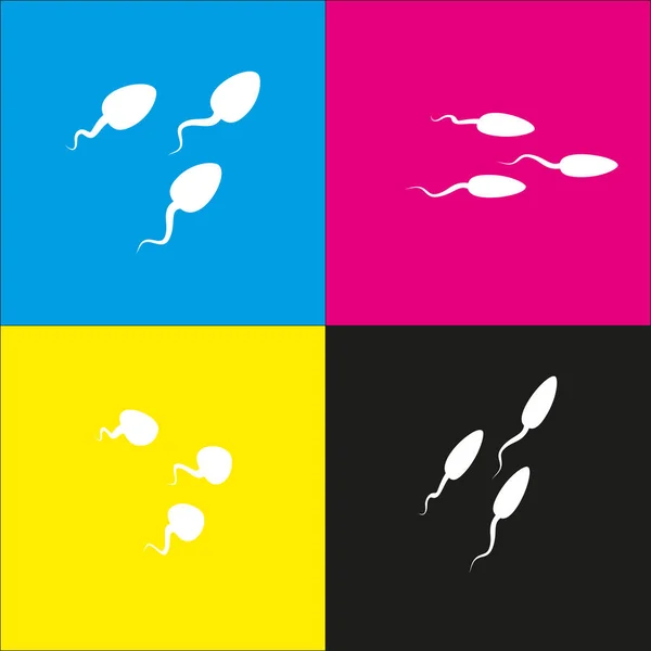 Ilustração do sinal do esperma. Vector. Ícone branco com projeções isométricas em fundo ciano, magenta, amarelo e preto . —  Vetores de Stock