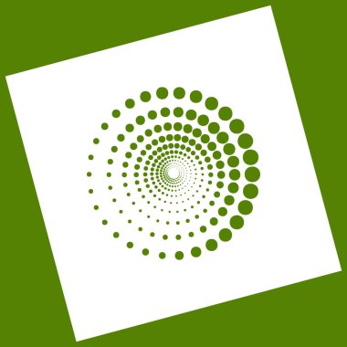 Soyut teknoloji işareti daireler. Vektör. Kare döndürülmüş çıkarma ve yol sonucunda elde edilen beyaz simgesi. Avokado arka plan.