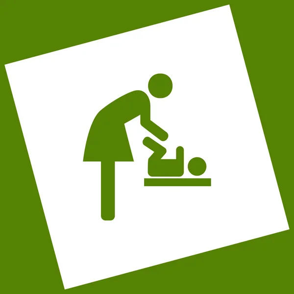 Nők és a baby-szimbólum, a pelenkázó. Vektor. Fehér ikon előállított kivonás elforgatott négyzet-és elérési útját. Avokádó háttér. — Stock Vector
