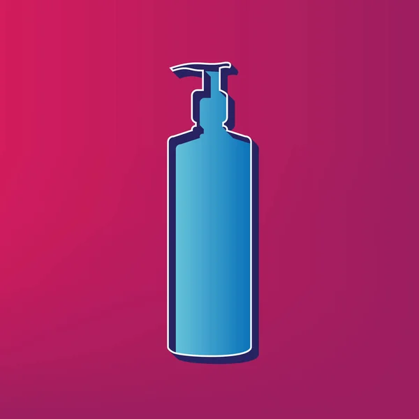 Gel, Foam Or Liquid Soap. Dispenser Pump Plastic Bottle silhouette. Vector. Blue 3d printed icon on magenta background. — Stock Vector