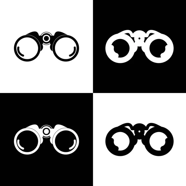 Ilustração do sinal binocular. Vector. Ícones preto e branco e ícone de linha no tabuleiro de xadrez . — Vetor de Stock