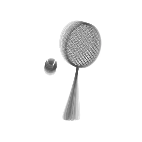 Raqueta de tenis con rótulo de pelota. Vector. Icono gris sacudido en el fondo blanco . — Archivo Imágenes Vectoriales