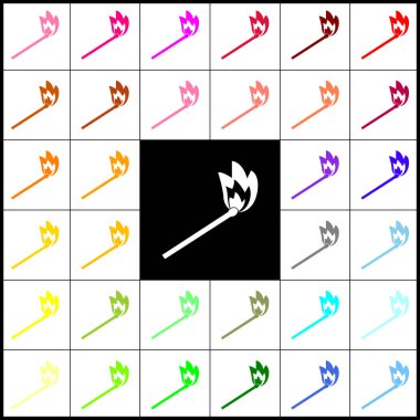 Maç işareti illüstrasyon. Vektör. Keçe-kalem 33 beyaz ve siyah arka planlar, renkli simgeler. Derma.