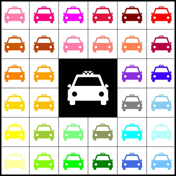Taxi sign illustration. Vector. Felt-pen 33 colorful icons at white and black backgrounds. Colorfull. — Stock Vector
