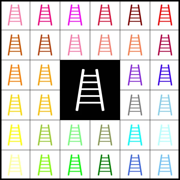 Señal de escalera ilustración. Vector. Fieltro-pluma 33 iconos de colores en fondos blancos y negros. Colorfull . — Archivo Imágenes Vectoriales