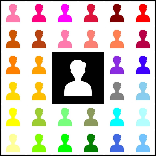 Ilustracja awatar użytkownika. Znaku anonimowych. Wektor. Filc pióro 33 kolorowe ikony w białe i czarne tło. Colorfull. — Wektor stockowy