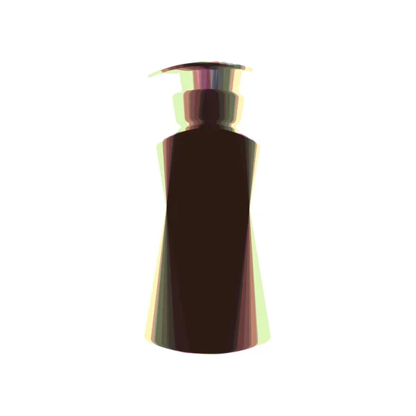 Gel, schuim of vloeibare zeep. Dispenser Plastic fles pomp silhouet. Vector. Kleurrijke pictogram shaked met verticale as op witte achtergrond. Geïsoleerd. — Stockvector