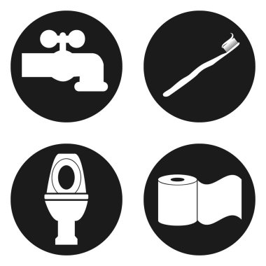 Banyo simgesini daire düğmesi ayarlayın. Vektör çizim