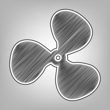 Fan işareti. Vektör. Kalem kroki taklidi. Arka planı gri, koyu gri dış kontur koyu gri karalama simgesiyle.