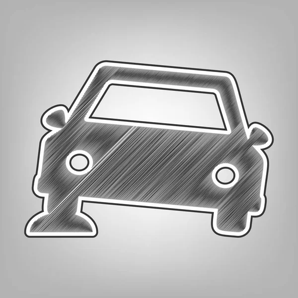 Bil parkering skylt. Vektor. Blyerts skiss imitation. Mörk grå scribble ikonen med mörk grå yttre kontur på grå bakgrund. — Stock vektor