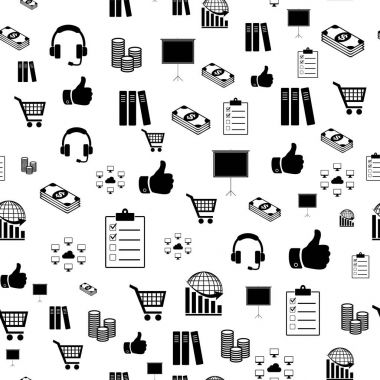 İş yaratıcı simgesi toplama. Seamless modeli. Baskı ve kağıt ambalaj Tekstil için arka plan. Vektör çizim