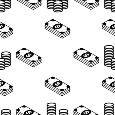 İş ve Finans seamless modeli. Arka plan iş Tema için simgeleri ile. Baskı ve kağıt ambalaj Tekstil için arka plan. Vektör çizim.