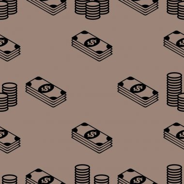 İş ve Finans seamless modeli. Arka plan iş Tema için simgeleri ile. Baskı ve kağıt ambalaj Tekstil için arka plan. Vektör çizim.