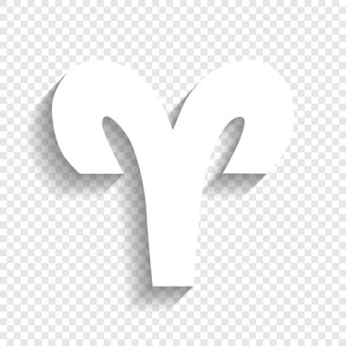 Koç illüstrasyon işareti. Vektör. Yumuşak gölge şeffaf arka plan üzerinde beyaz simgesi.