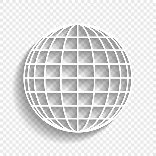 Señal de globo terrestre. Vector. Icono blanco con sombra suave sobre fondo transparente . — Vector de stock