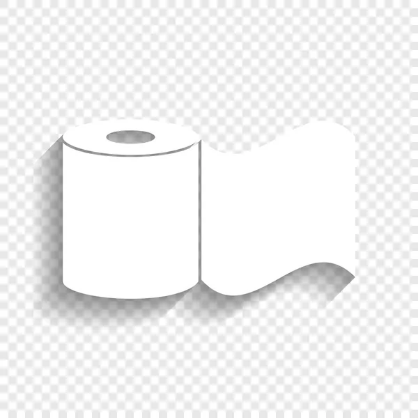 Signo de papel higiénico. Vector. Icono blanco con sombra suave sobre fondo transparente . — Vector de stock