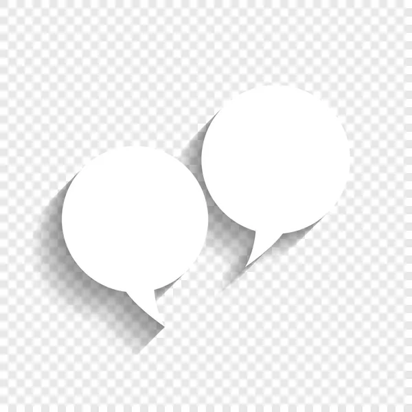 Two speech bubble sign. Vector. White icon with soft shadow on transparent background. — Stock Vector