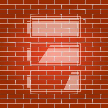 Batarya şarj seviyesi göstergesi ayarlayın. Vektör. Tuğla duvar arka plan olarak beyazımsı simgesini.