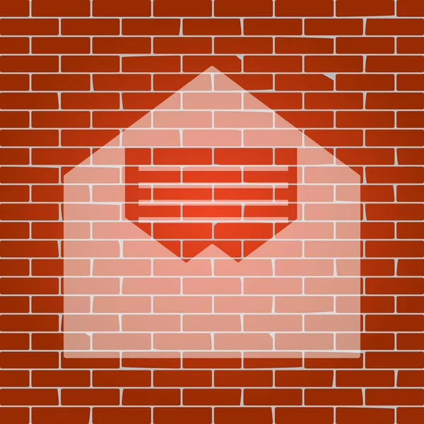 Letter in an envelope sign illustration. Vector. Whitish icon on brick wall as background. — Stock Vector