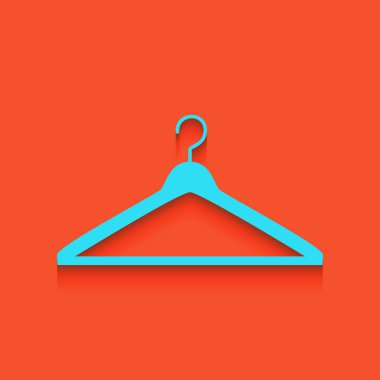 Hanger sign illustration. Vector. Blue icon with soft shadow putted down on flamingo background. clipart