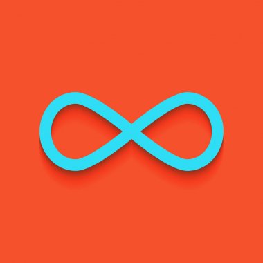 Sınırsız sembolü şekil. Vektör. Flamingo arka plan üzerinde aşağı attınız yumuşak gölgeli mavi kutsal kişilerin resmi.