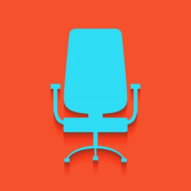 Ofis koltuğu işaret. Vektör. Flamingo arka plan üzerinde aşağı attınız yumuşak gölgeli mavi kutsal kişilerin resmi.