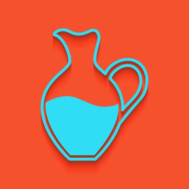 Amfora işareti. Vektör. Flamingo arka plan üzerinde aşağı attınız yumuşak gölgeli mavi kutsal kişilerin resmi.