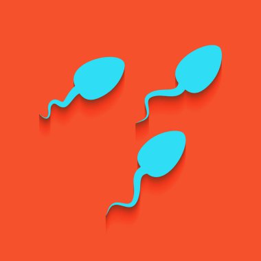 Spermlerinin illüstrasyon işareti. Vektör. Flamingo arka plan üzerinde aşağı attınız yumuşak gölgeli mavi kutsal kişilerin resmi.