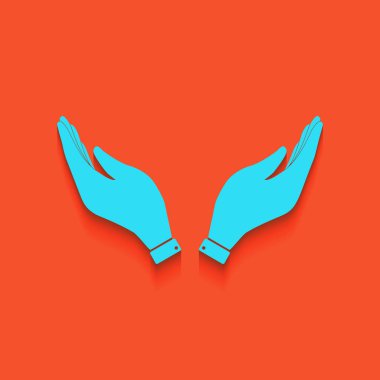 El simge tasarlamak. Dua sembolü. Vektör. Flamingo arka plan üzerinde aşağı attınız yumuşak gölgeli mavi kutsal kişilerin resmi.