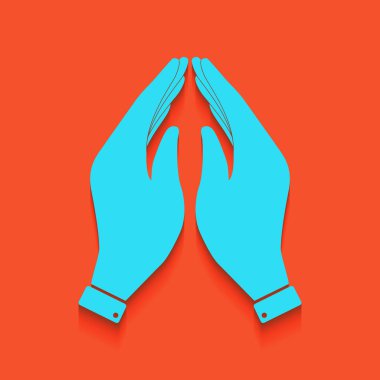 El simge tasarlamak. Dua sembolü. Vektör. Flamingo arka plan üzerinde aşağı attınız yumuşak gölgeli mavi kutsal kişilerin resmi.