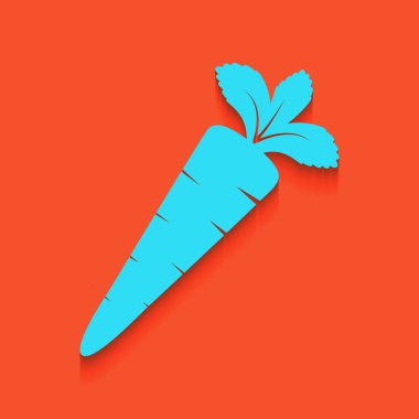 Havuç işareti illüstrasyon. Vektör. Flamingo arka plan üzerinde aşağı attınız yumuşak gölgeli mavi kutsal kişilerin resmi.