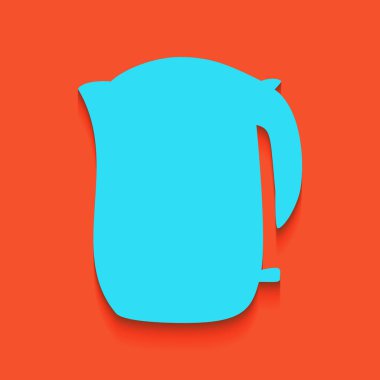 Elektrikli su ısıtıcısı işareti. Vektör. Flamingo arka plan üzerinde aşağı attınız yumuşak gölgeli mavi kutsal kişilerin resmi.