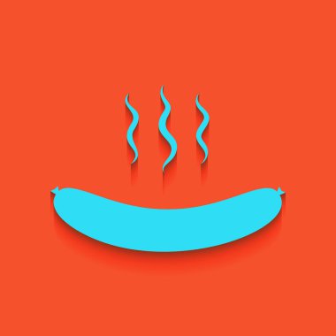 Sosis basit kayıt. Vektör. Flamingo arka plan üzerinde aşağı attınız yumuşak gölgeli mavi kutsal kişilerin resmi.