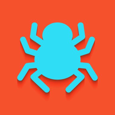 Örümcek işareti illüstrasyon. Vektör. Flamingo arka plan üzerinde aşağı attınız yumuşak gölgeli mavi kutsal kişilerin resmi.