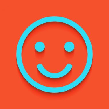 Gülümseme simgesi. Vektör. Flamingo arka plan üzerinde aşağı attınız yumuşak gölgeli mavi kutsal kişilerin resmi.