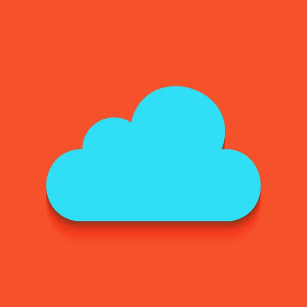 Illustrazione segno nuvola. Vettore. Icona blu con ombra morbida stesa su sfondo fenicottero . — Vettoriale Stock