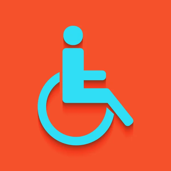 Disabled sign illustration. Vector. Blue icon with soft shadow putted down on flamingo background. — Stock Vector