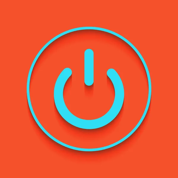 Interrupteur allumé. Vecteur. Icône bleue avec ombre douce posée sur fond de flamant rose . — Image vectorielle