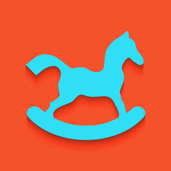 Señal de juguete de caballo. Vector. Icono azul con sombra suave sobre fondo flamenco . — Vector de stock