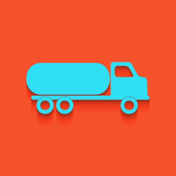 Carros de transporte assinados. Vector. Ícone azul com sombra suave colocada no fundo flamingo . —  Vetores de Stock