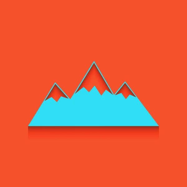 Signo de montaña ilustración. Vector. Icono azul con sombra suave sobre fondo flamenco . — Vector de stock