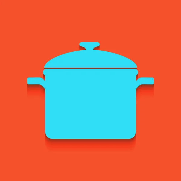 Plaque de cuisson. Vecteur. Icône bleue avec ombre douce posée sur fond de flamant rose . — Image vectorielle