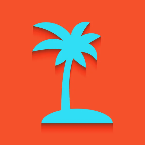 Signo de palmera de coco. Vector. Icono azul con sombra suave sobre fondo flamenco . — Archivo Imágenes Vectoriales