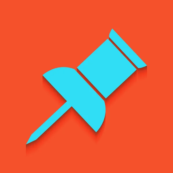 Pin push sign. Vector. Icono azul con sombra suave sobre fondo flamenco . — Archivo Imágenes Vectoriales