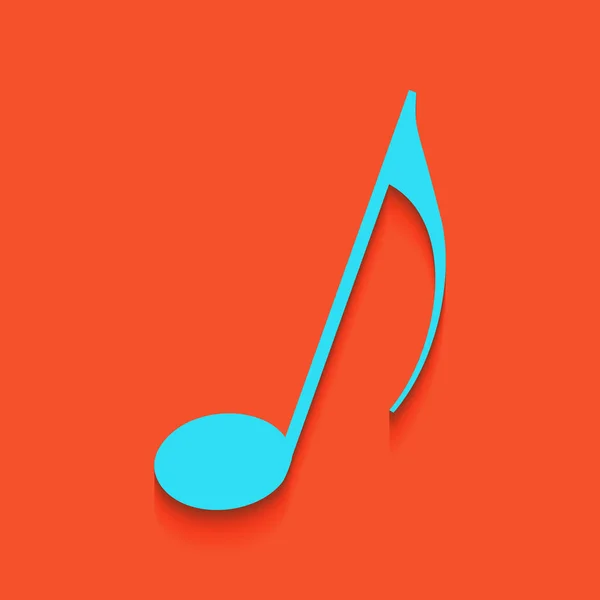 Music note sign. Vector. Blue icon with soft shadow putted down on flamingo background. — Stock Vector