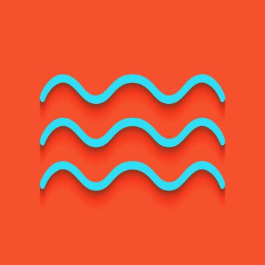 Dalgalar illüstrasyon işareti. Vektör. Flamingo arka plan üzerinde aşağı attınız yumuşak gölgeli mavi kutsal kişilerin resmi.