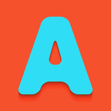 Harf A sign şablon öğesi tasarım. Vektör. Flamingo arka plan üzerinde aşağı attınız yumuşak gölgeli mavi kutsal kişilerin resmi.